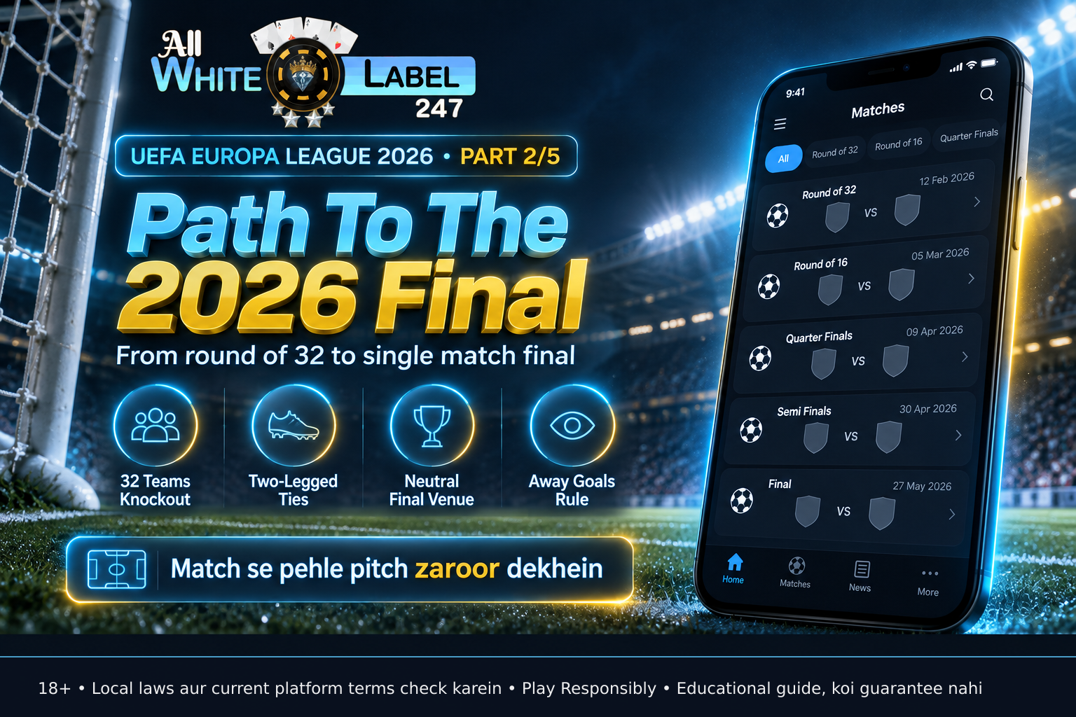 Infographic showing knockout round structure and path to the 2026 UEFA Europa League final.